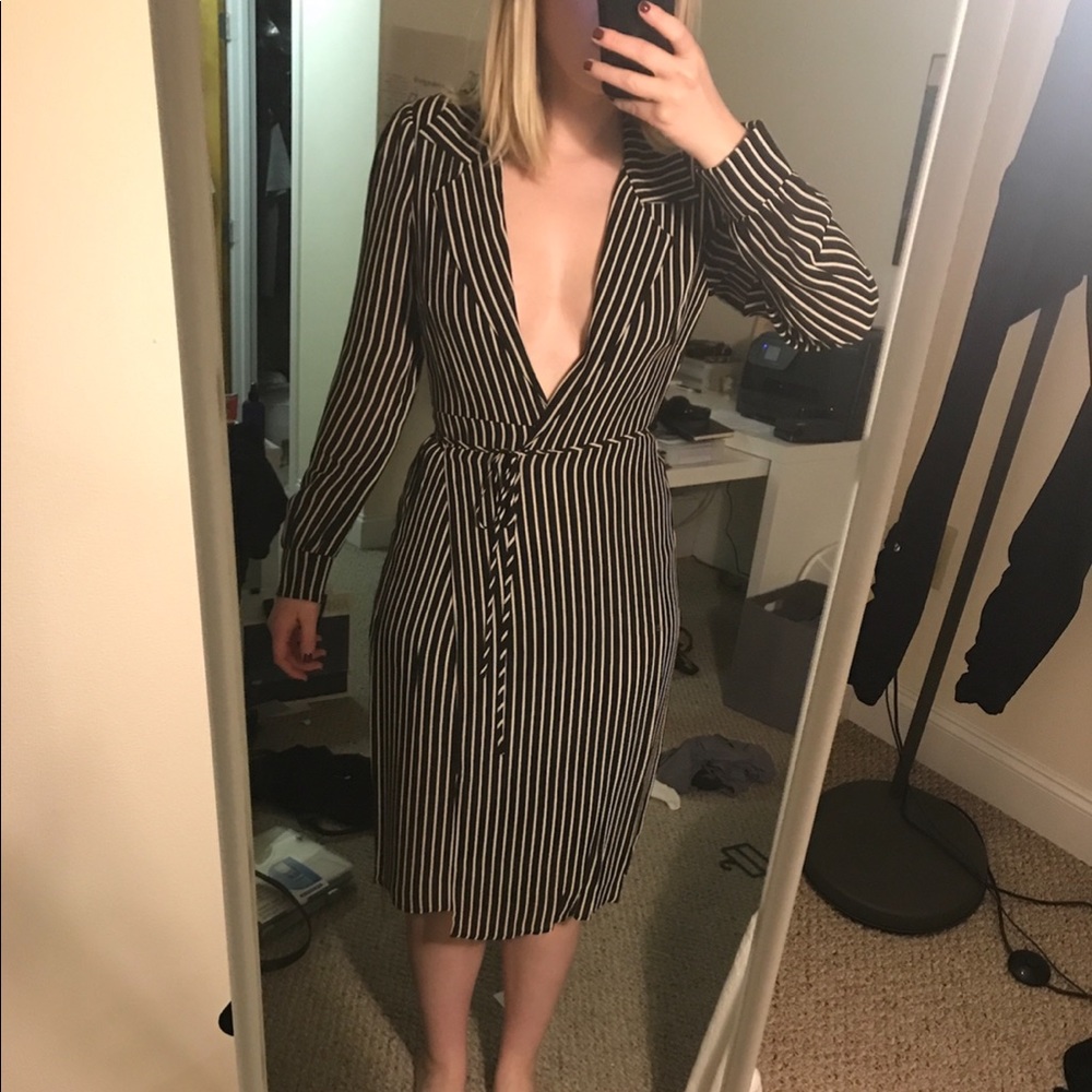 Reformation Striped Wrap Dress